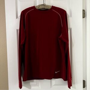Nike Running Men's Maroon Long Sleeve Dri Fit - Size L